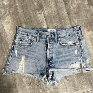 Agolde Light Wash Distressed Denim Cutoff Shorts